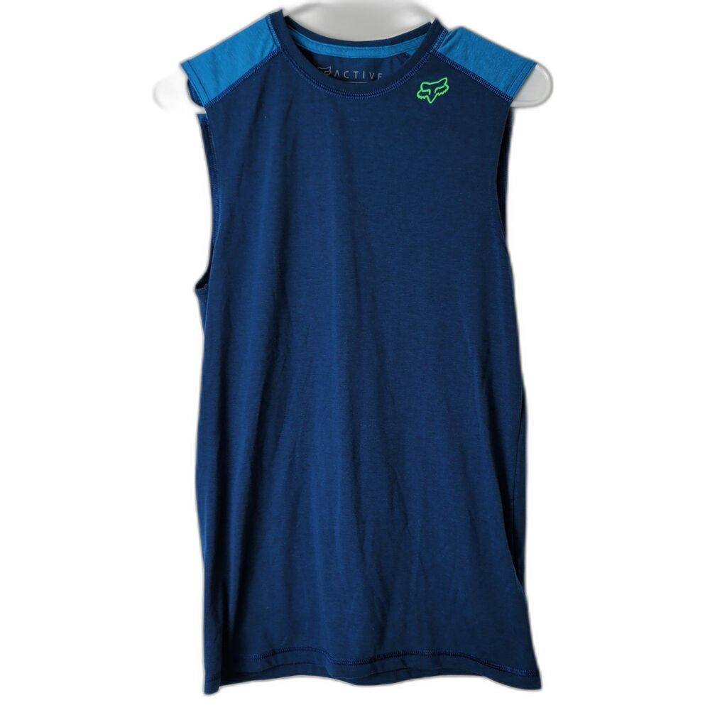 Mens Fox Racing Active Training Tank Top Sleeveless Tee Navy/Blue Size Small
